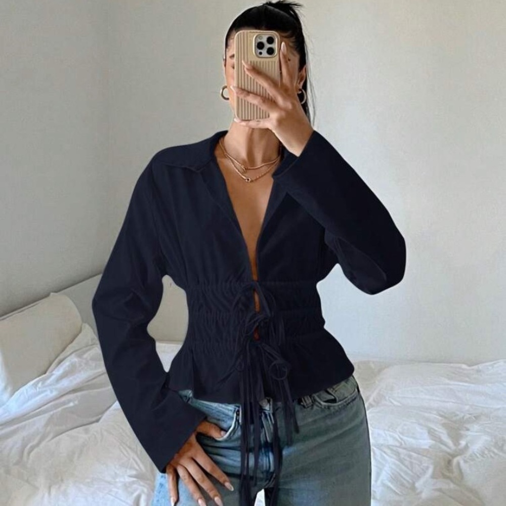 Elegant Navy Blue Women's Top